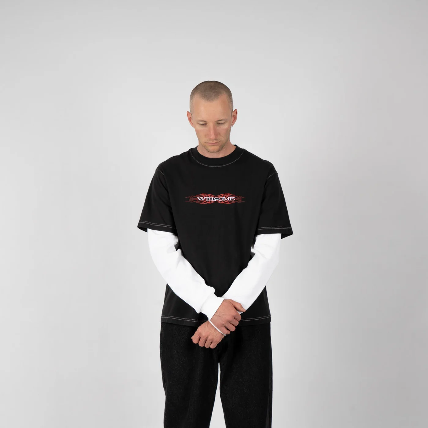 Brevity Garment-Dyed Contrast Stitch Layered Knit - Image 4