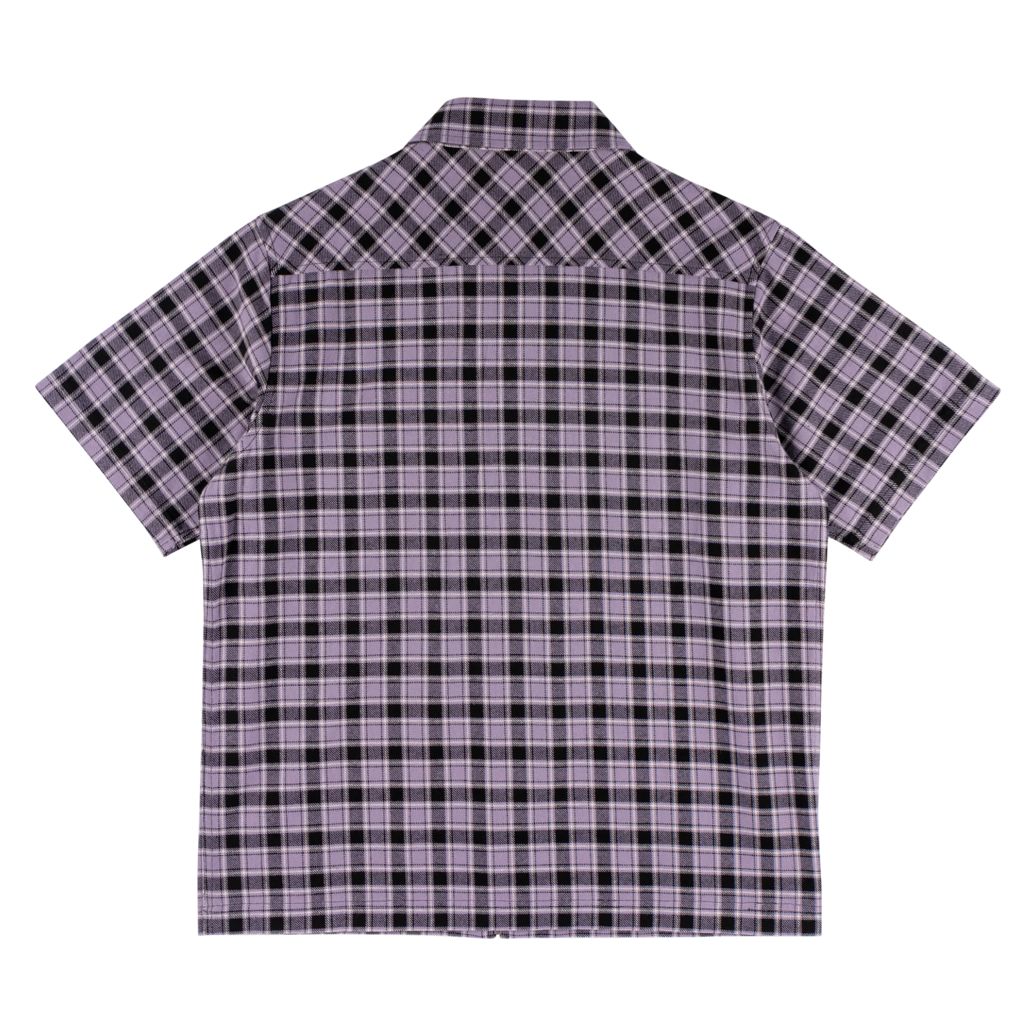 Cell Woven Plaid Zip Shirt - Lavender Grey - Image 2