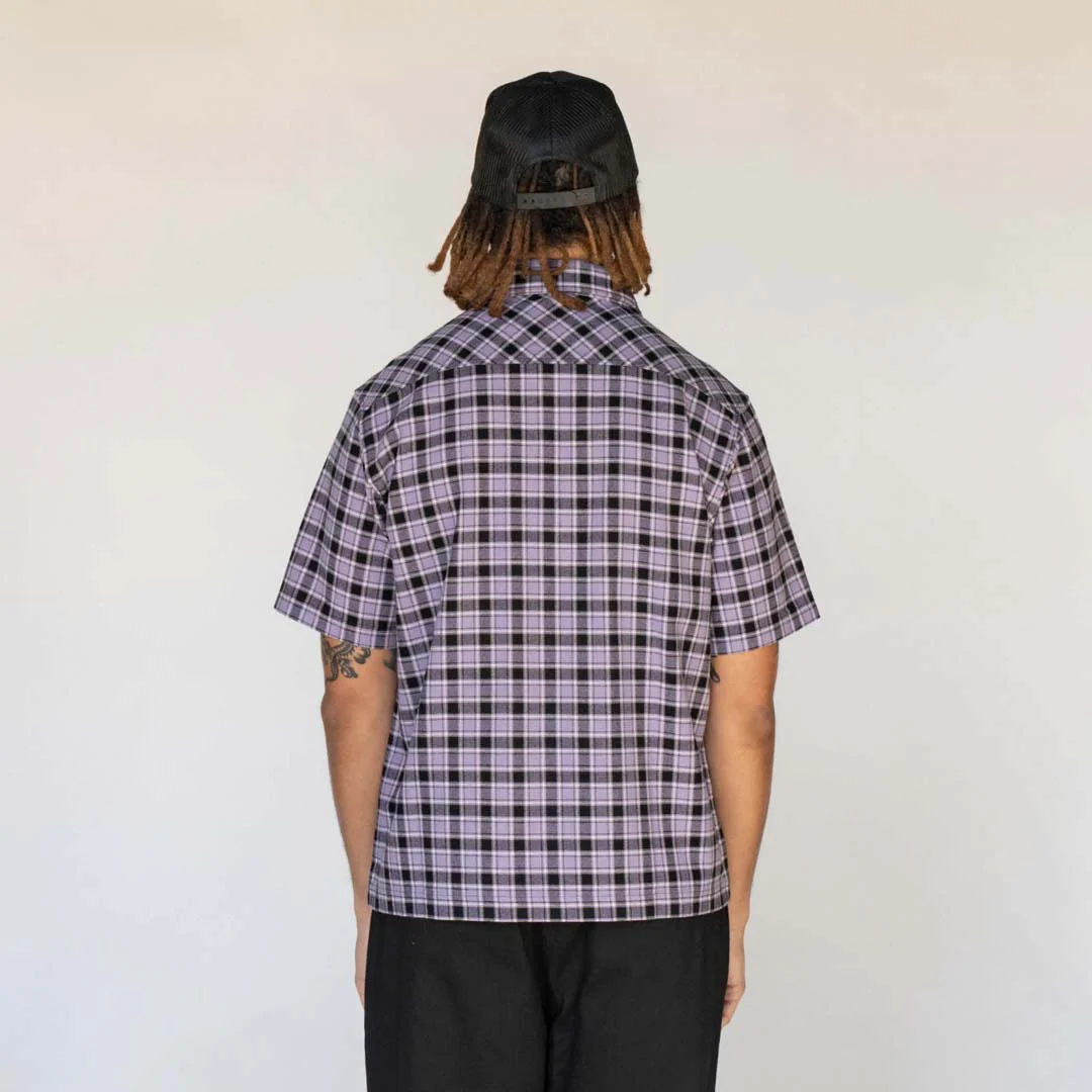 Cell Woven Plaid Zip Shirt - Lavender Grey - Image 7