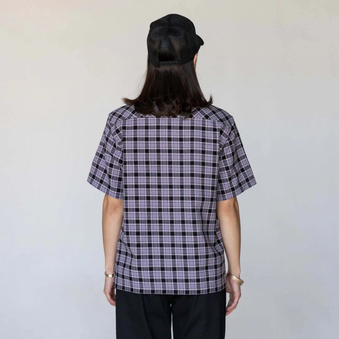 Cell Woven Plaid Zip Shirt - Lavender Grey - Image 9