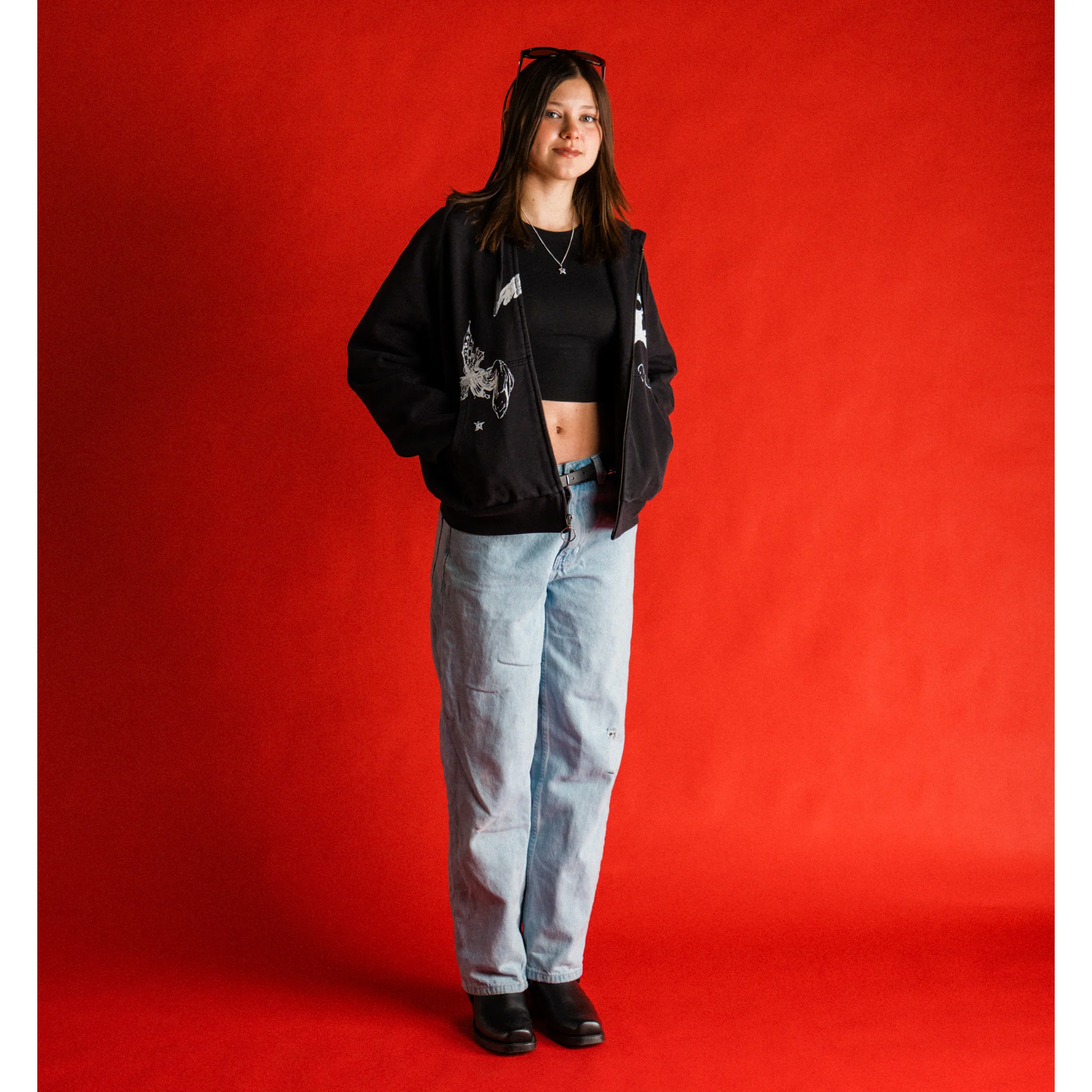 Duality Cropped Pigment-Dyed Zip Hoodie - Image 7