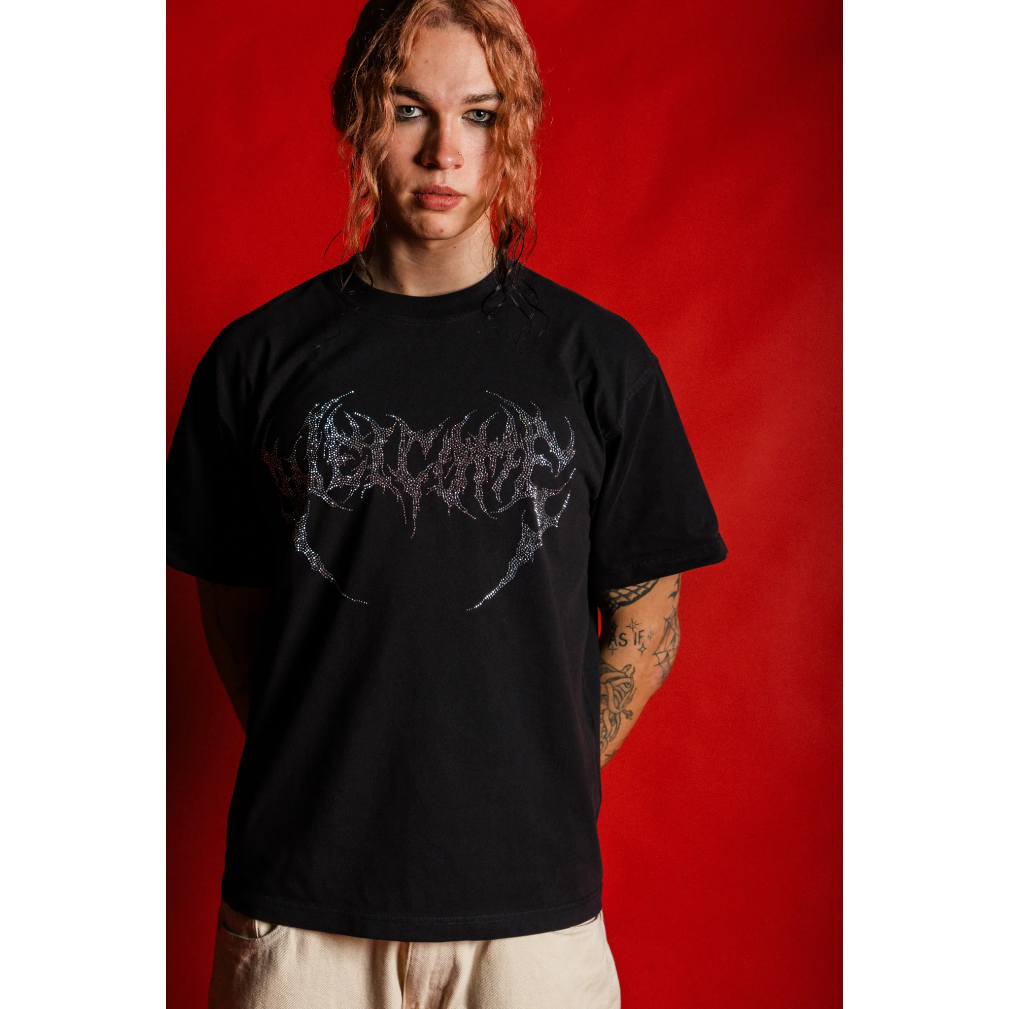Glam Fang Rhinestone Logo Knit Tee - Image 5