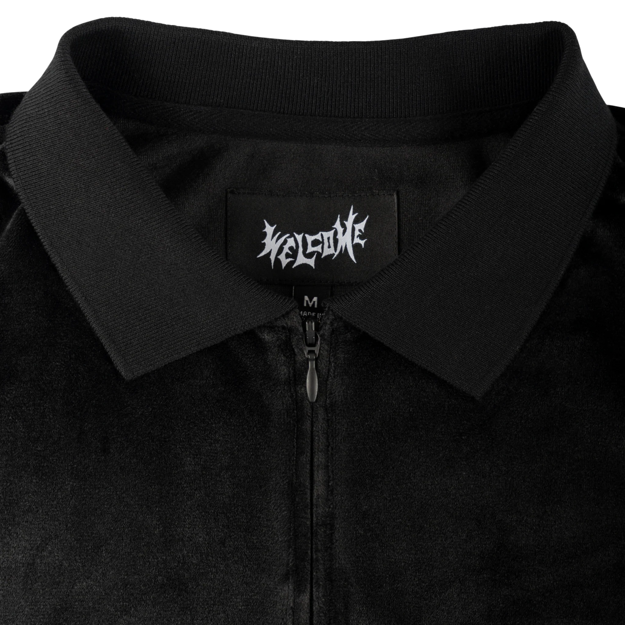 Grain Embroidered Velour Zip Polo - Image 4