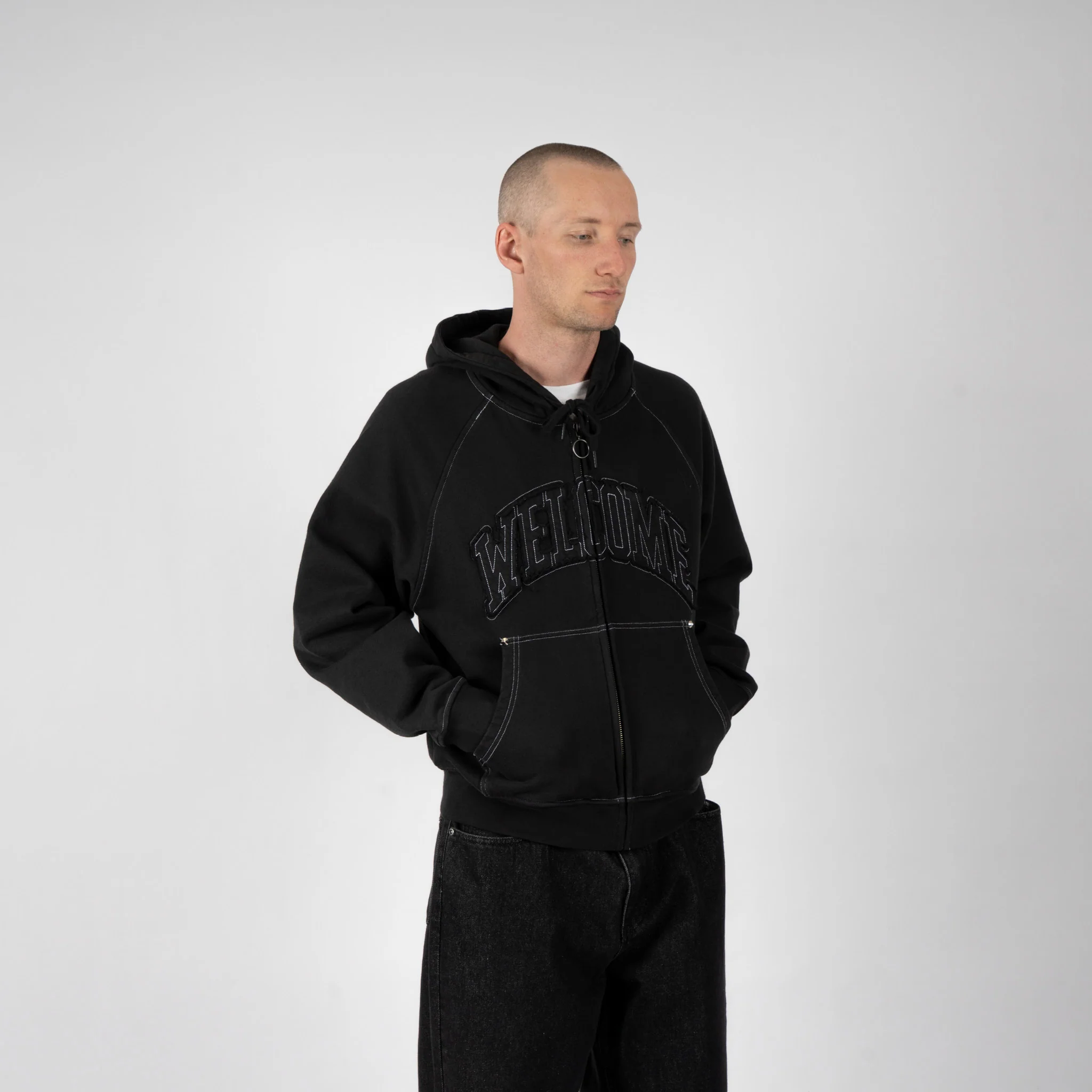 Kellen Cropped Pigment-Dyed Studded Zip Hoodie - Image 3