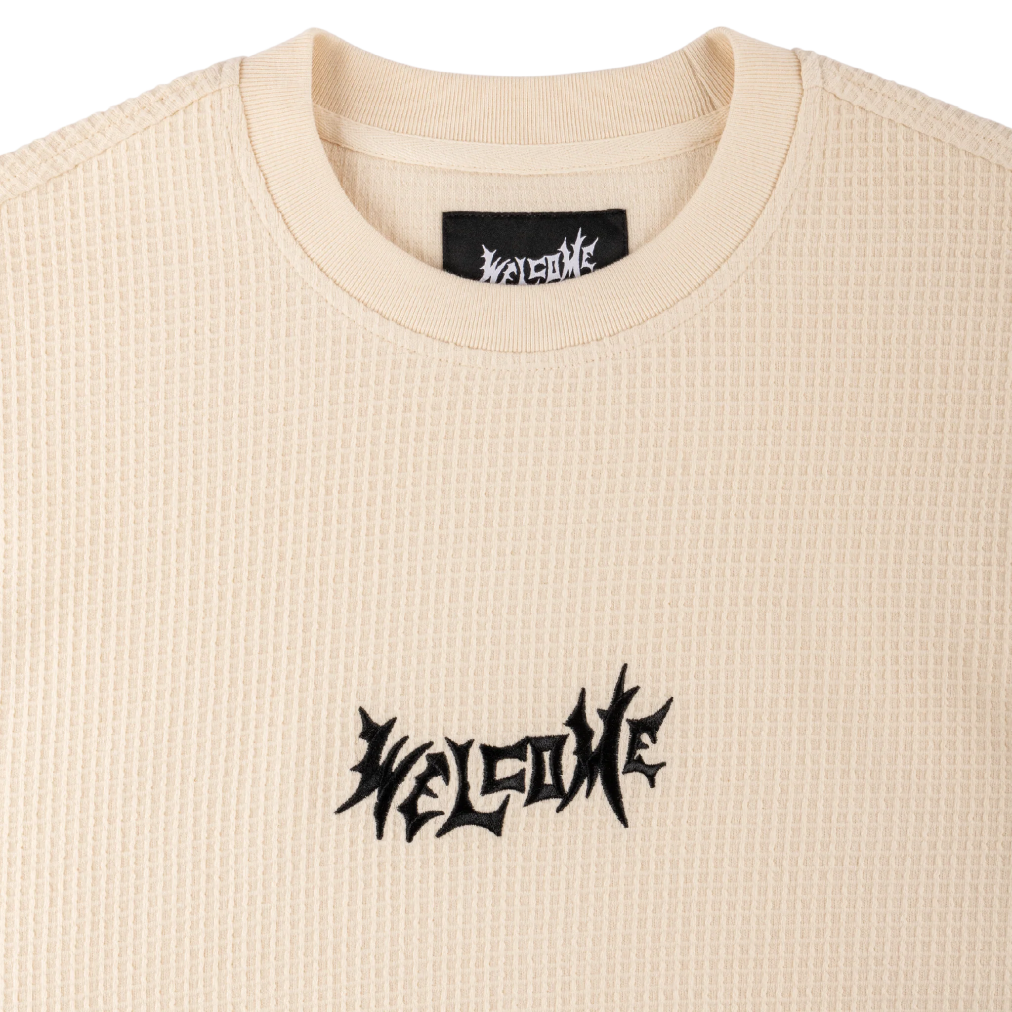 Phantom Embroidered Waffle-Knit Tee - Bone - Image 3