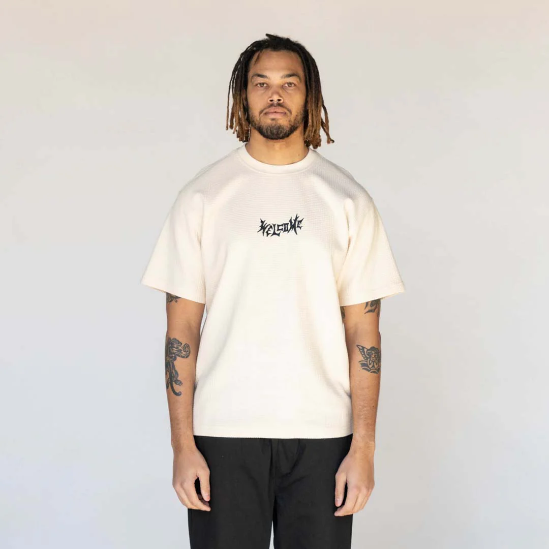 Phantom Embroidered Waffle-Knit Tee - Bone - Image 5