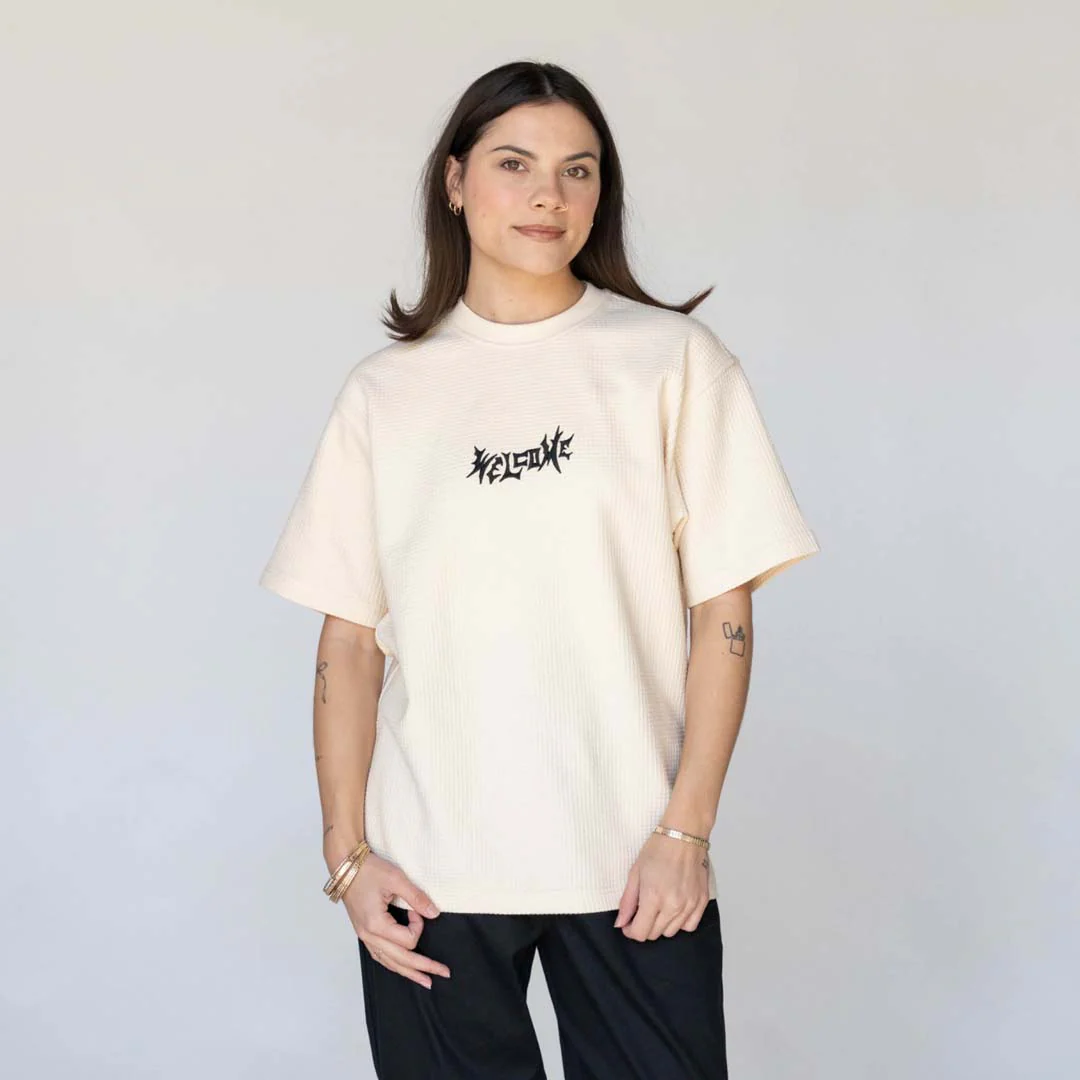 Phantom Embroidered Waffle-Knit Tee - Bone - Image 6