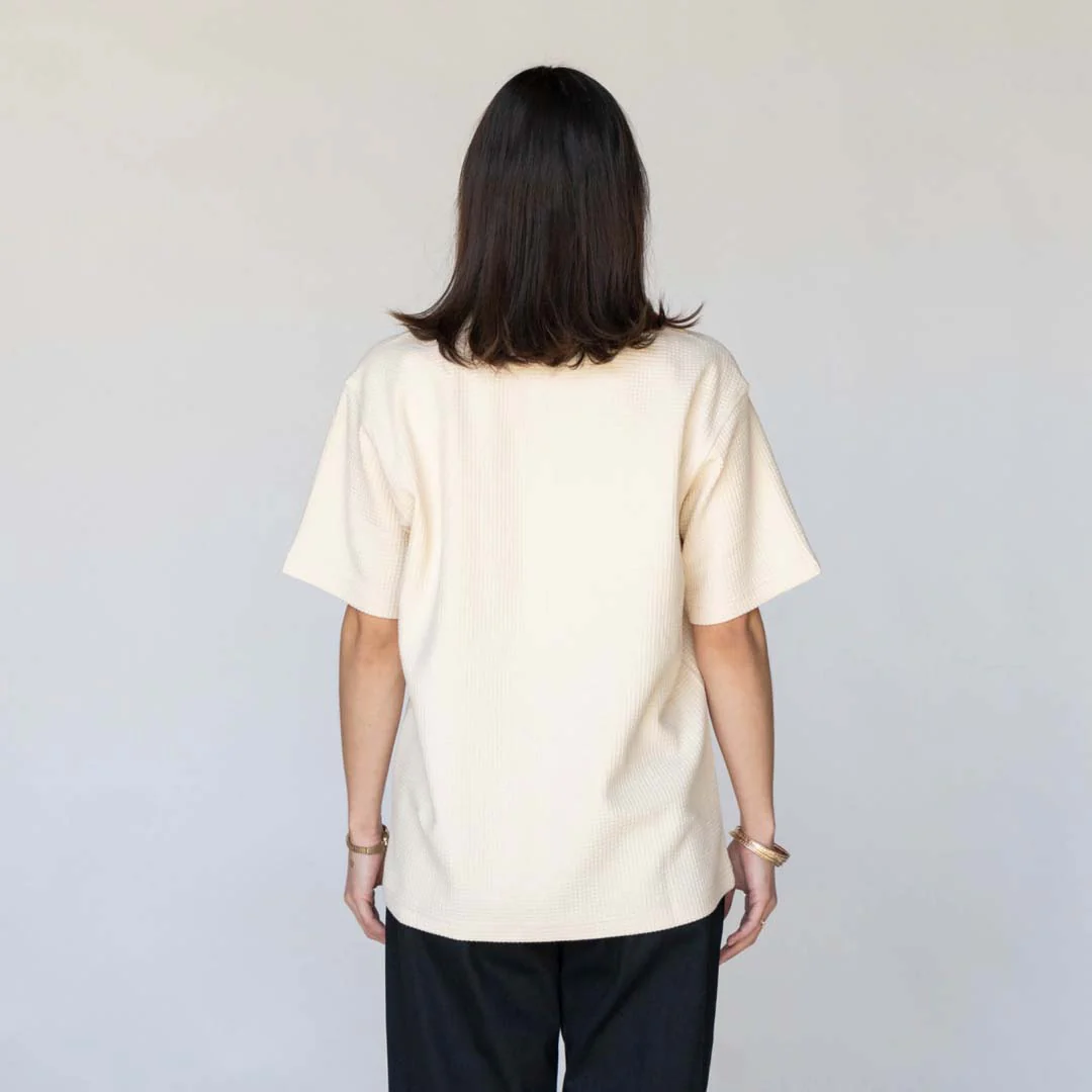 Phantom Embroidered Waffle-Knit Tee - Bone - Image 7
