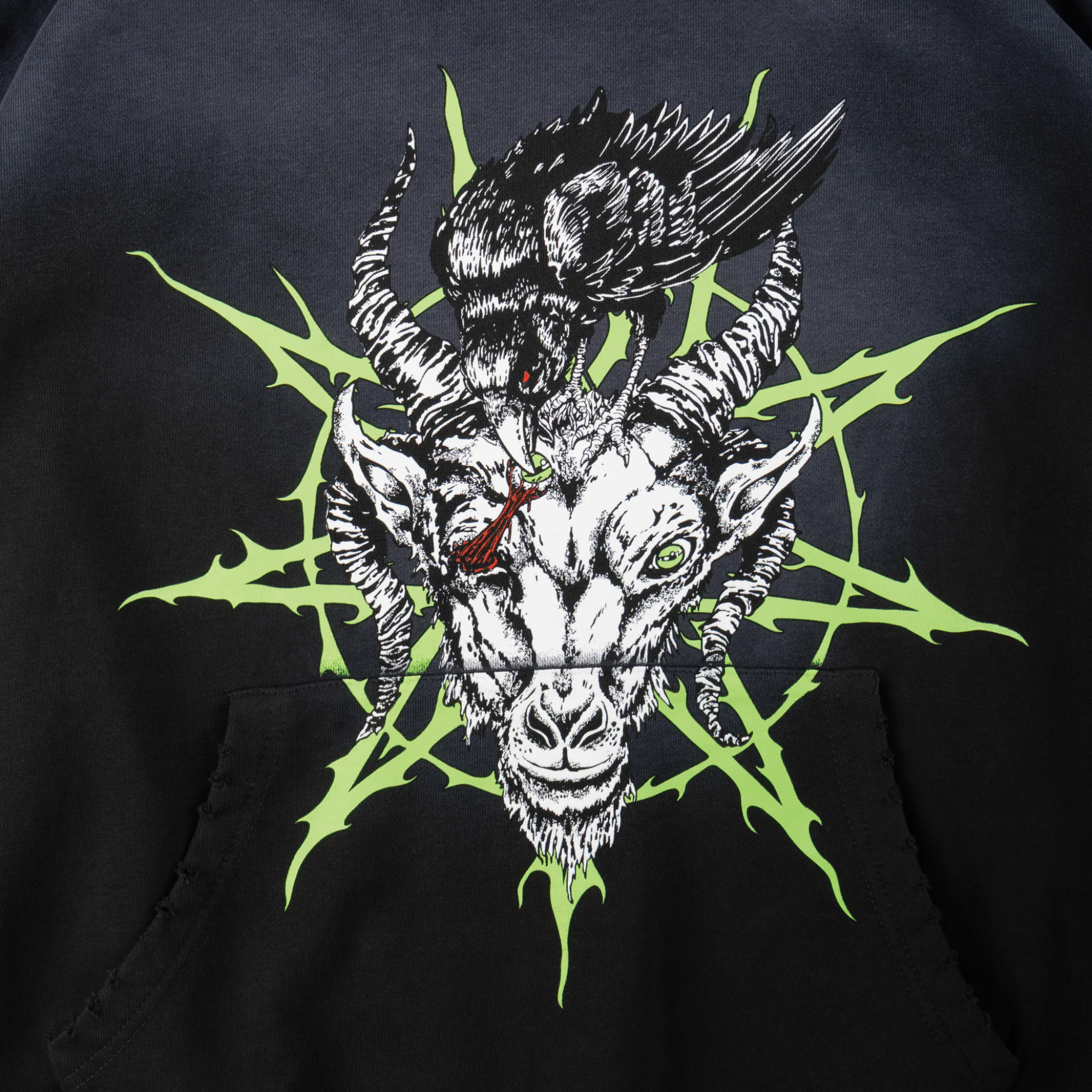 SLIPKNOT X WELCOME - Ravenous Distressed Sun Fade Hoodie - Image 4