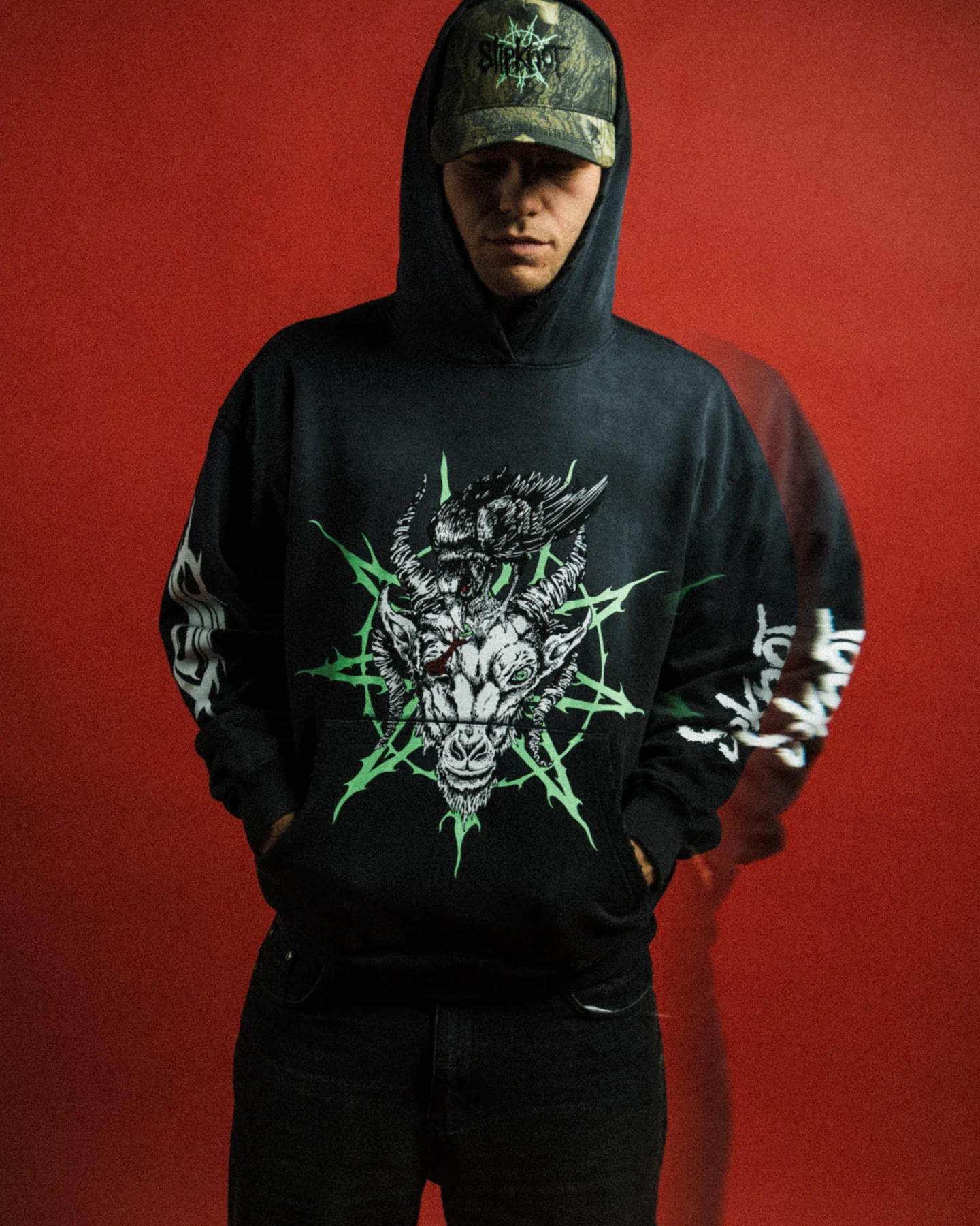 SLIPKNOT X WELCOME - Ravenous Distressed Sun Fade Hoodie - Image 9