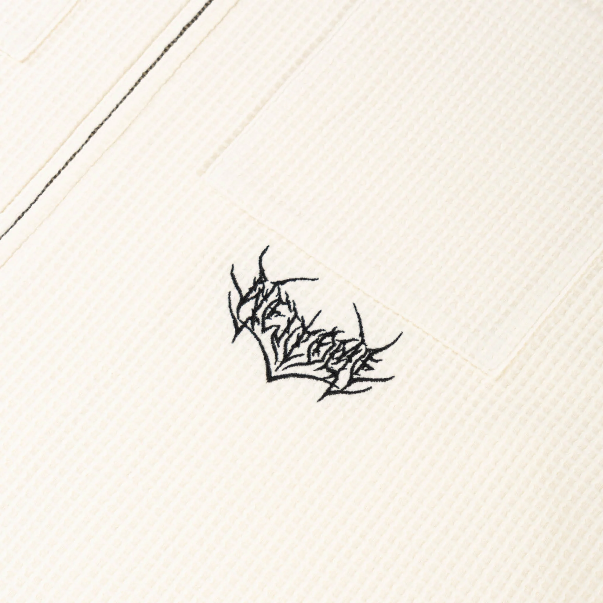 Sliver S/S Waffle-Knit Zip Shirt - Bone - Image 3