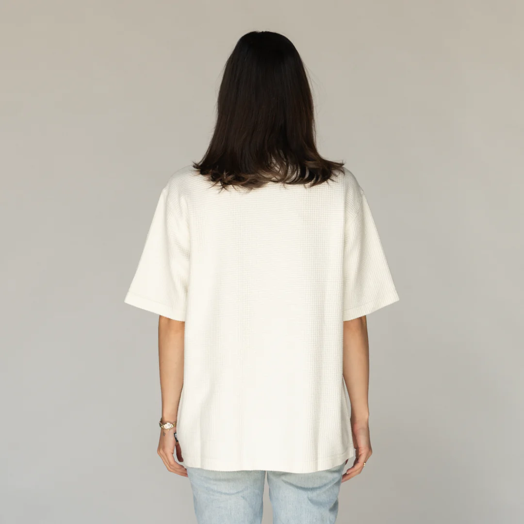 Sliver S/S Waffle-Knit Zip Shirt - Bone - Image 6