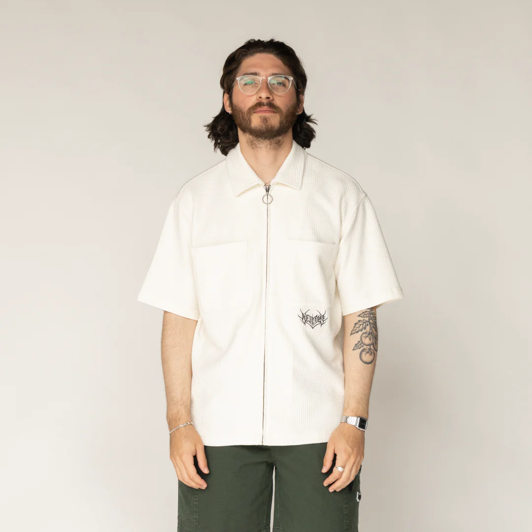 Sliver S/S Waffle-Knit Zip Shirt - Bone - Image 7
