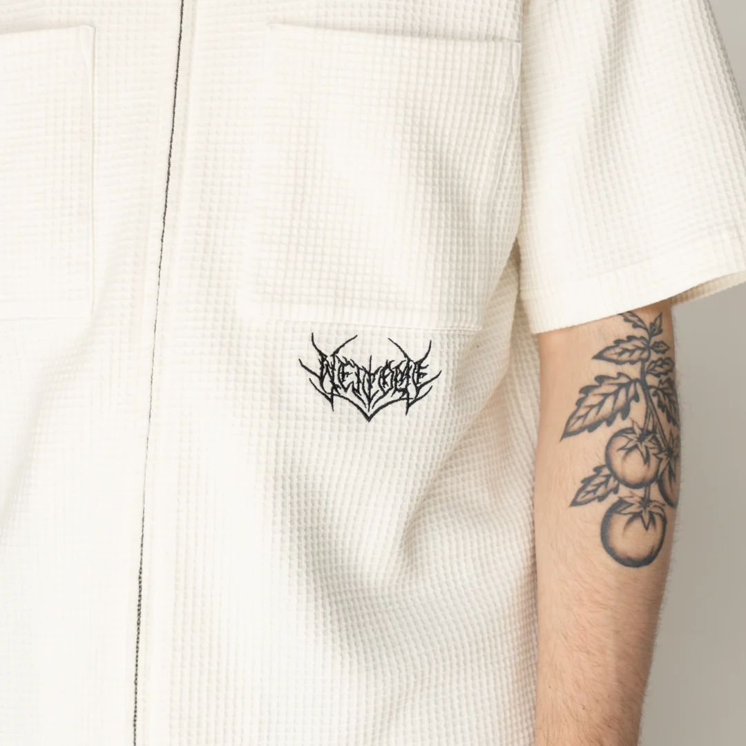 Sliver S/S Waffle-Knit Zip Shirt - Bone - Image 9